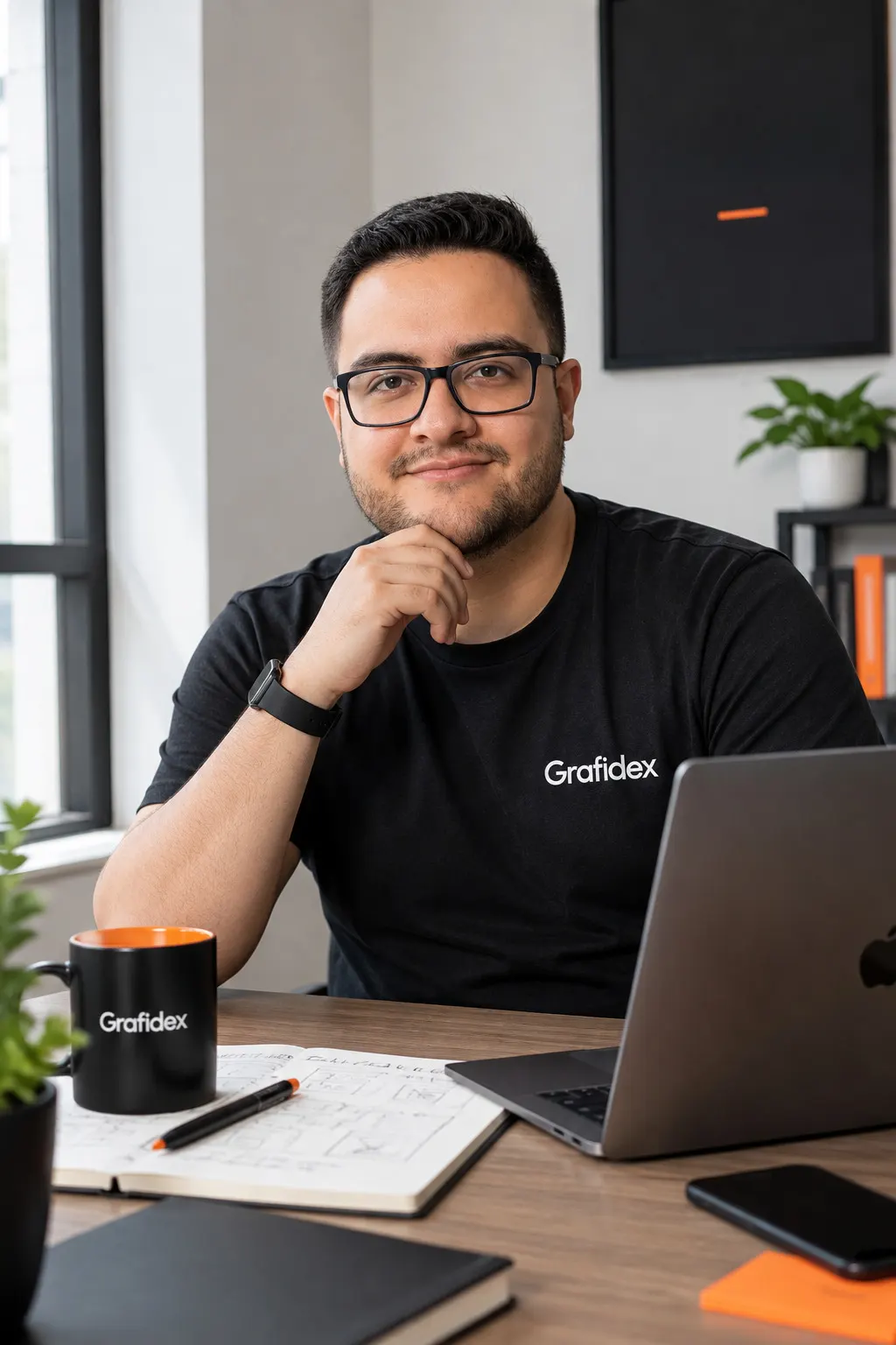 Integrante del equipo de Grafidex en su escritorio de trabajo